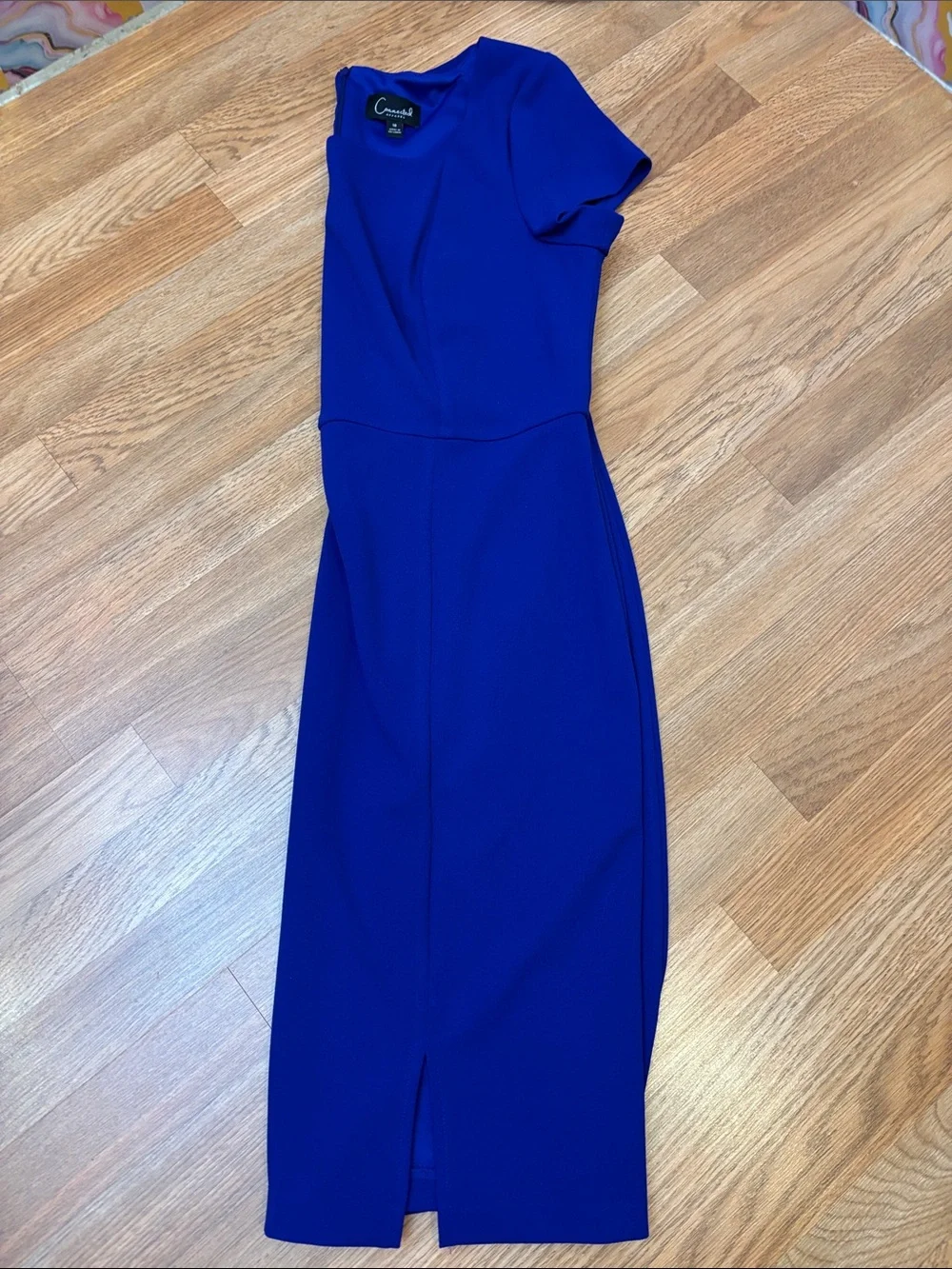 Connected Apparel Vibrant Royal Blue Square-Neck Midi Dress Size 16